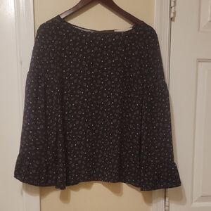 LOFT Black Floral Blouse